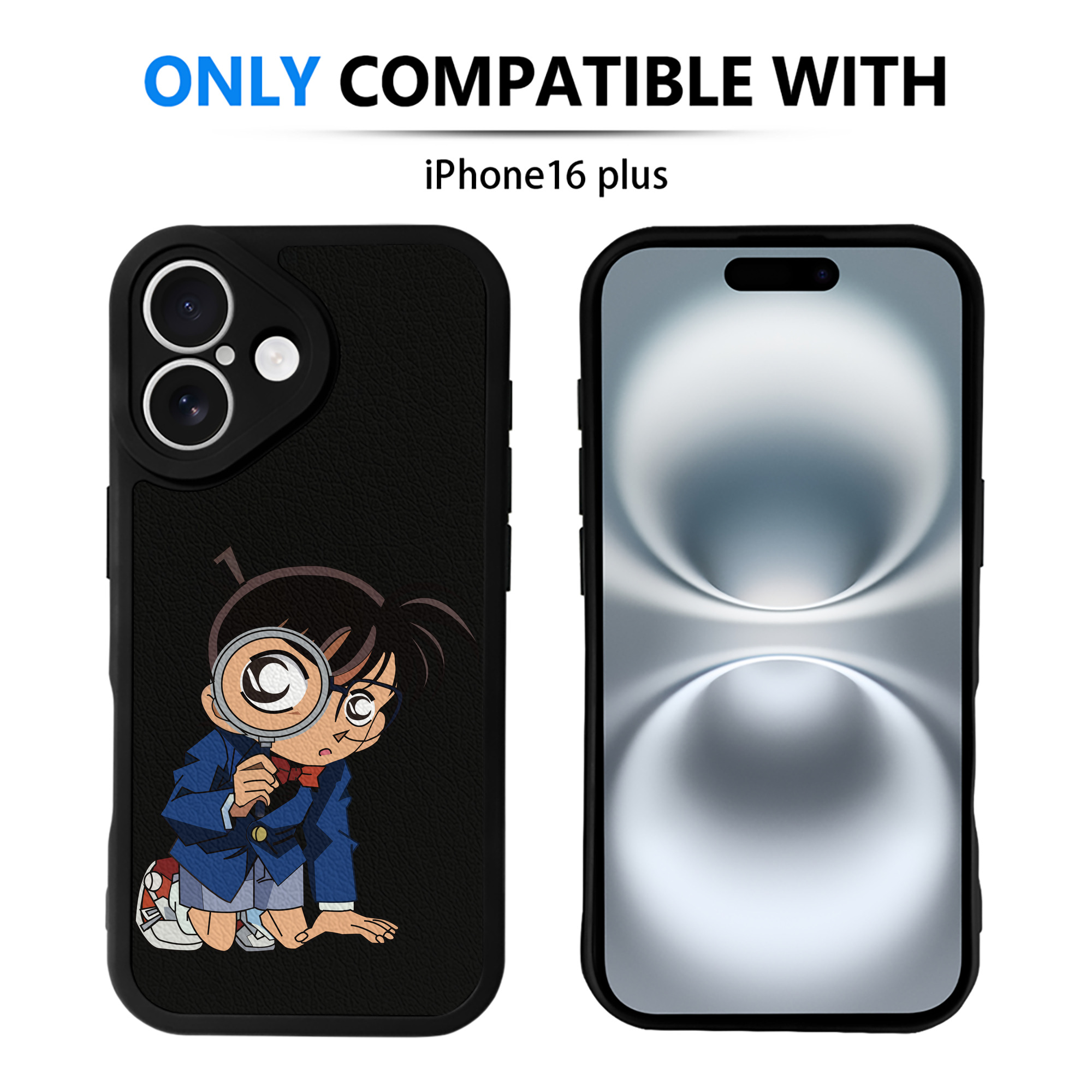 （画像用） 名探偵コナン 江戸川 コナン Detective Conan Conan Edogawa 【iPhone 16シリーズ対応】シリコンスマホケース（レザー調） 材質：シリコン